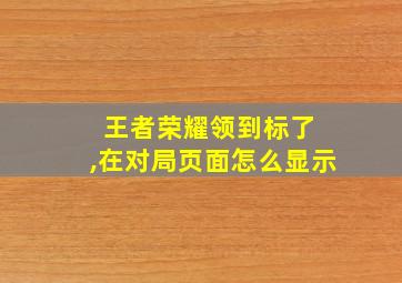 王者荣耀领到标了 ,在对局页面怎么显示